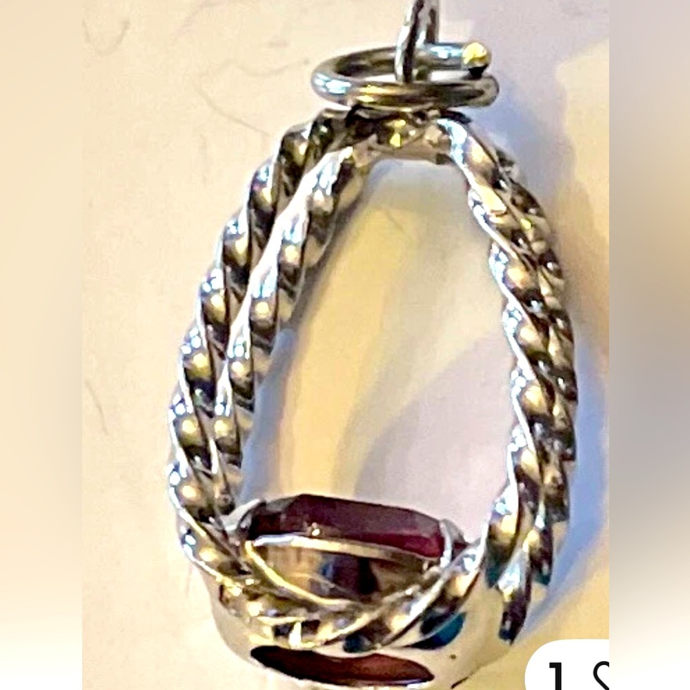 Elegant Silver and Amethyst Dangle Pendant or Charm